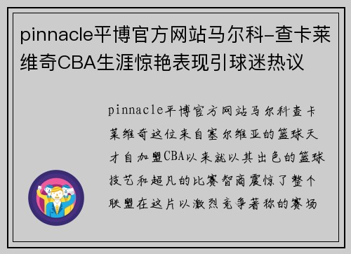 pinnacle平博官方网站马尔科-查卡莱维奇CBA生涯惊艳表现引球迷热议